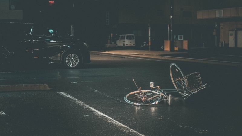 bicycle hit by a car